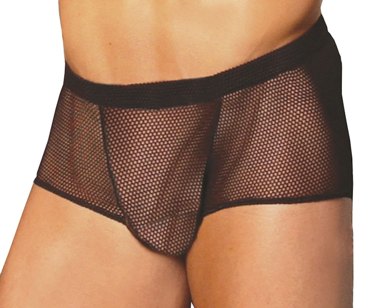 Sensual Moments Gridline Men’s Fishnet Boxer in Black