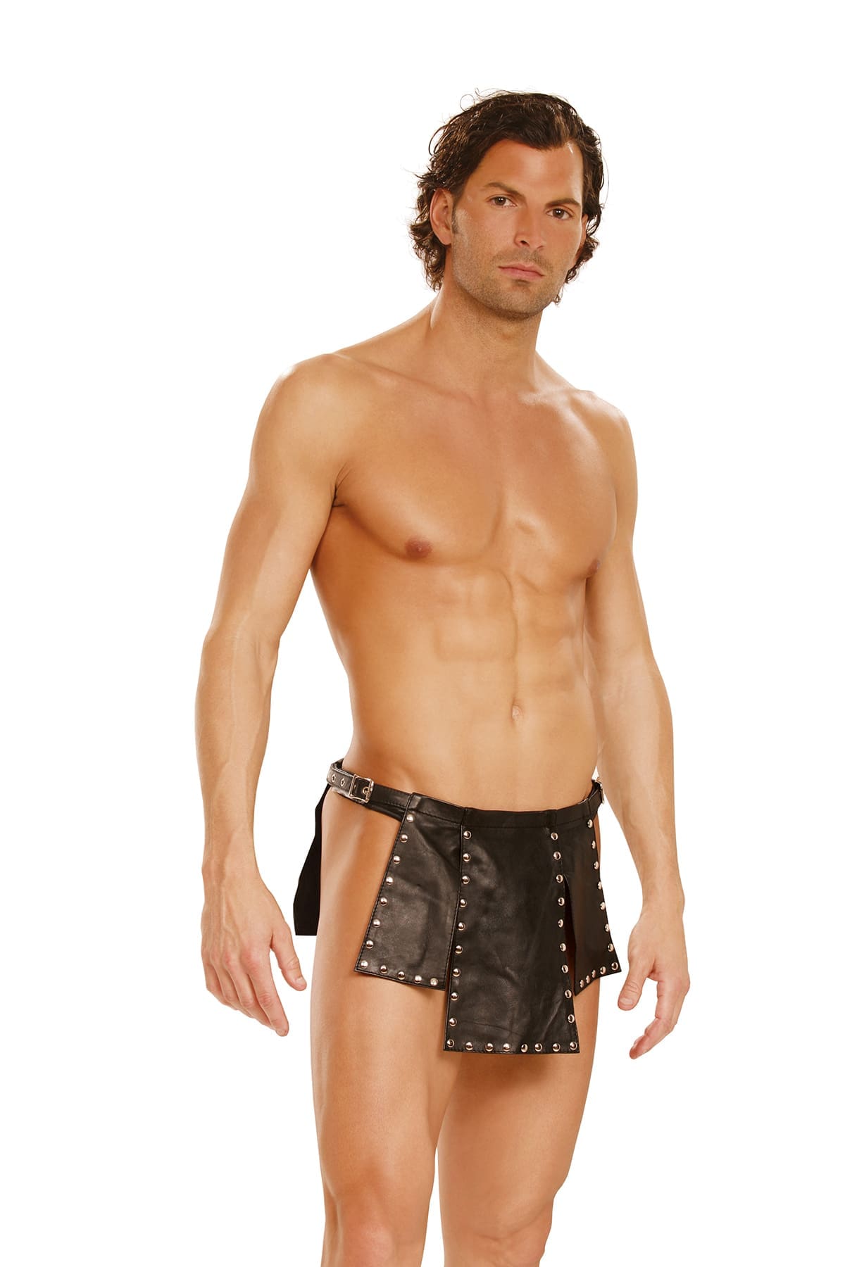 Sensual Moments Vanguard Nailhead Leather Kilt in Black