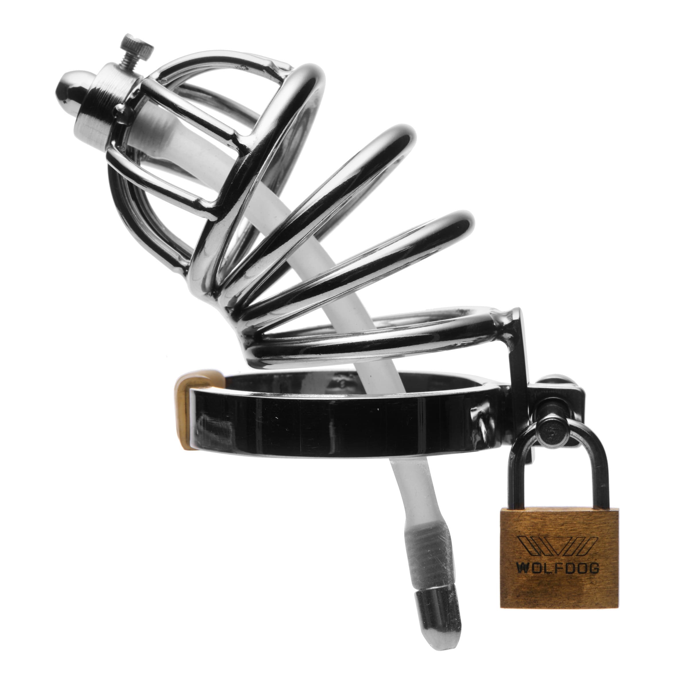 Sensual Moments Stainless Steel Chastity Cage with Silicone Urethral Plug, photo 1