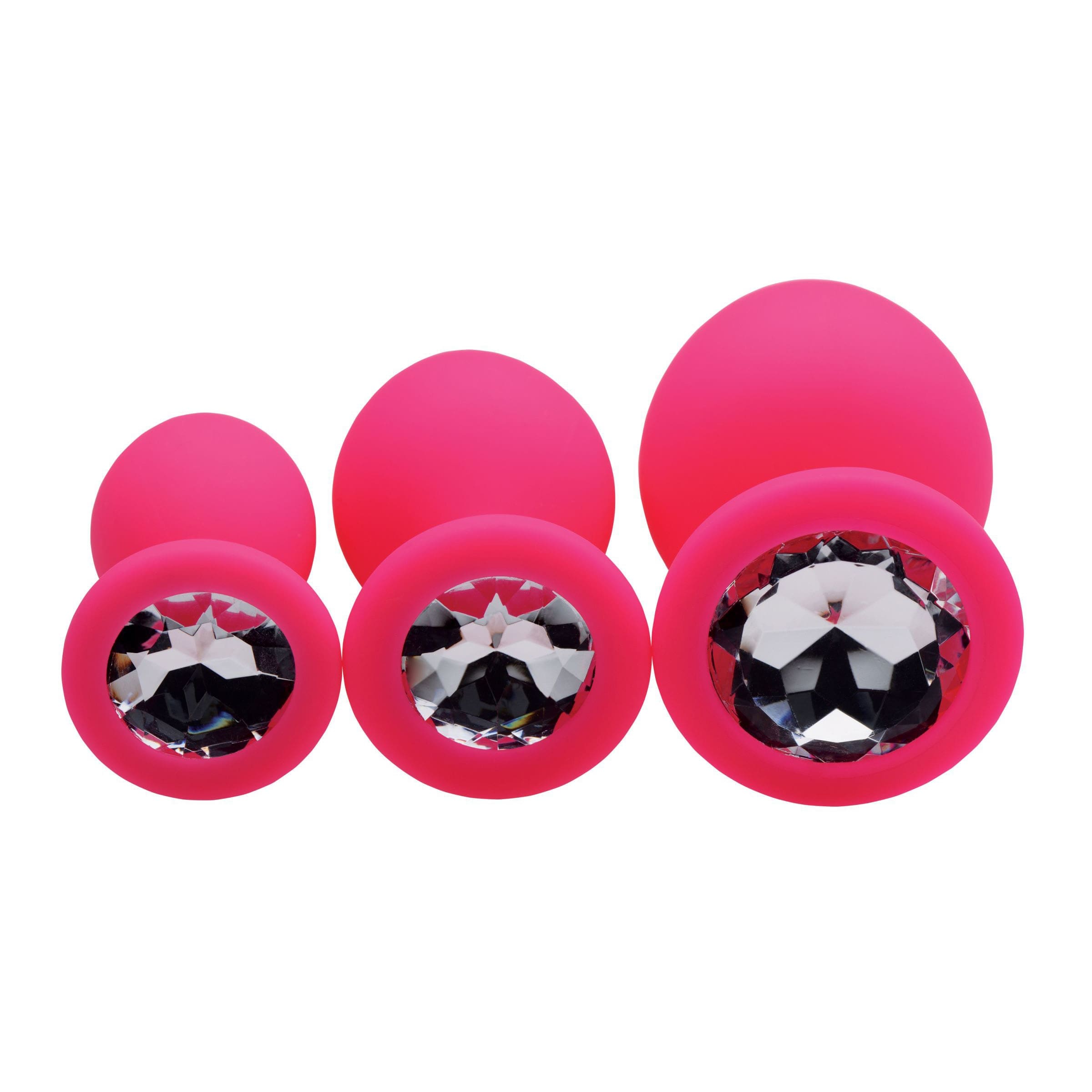 Sensual Moments Pink Pleasure 3 Piece Silicone Anal Plugs with Gems, photo 1