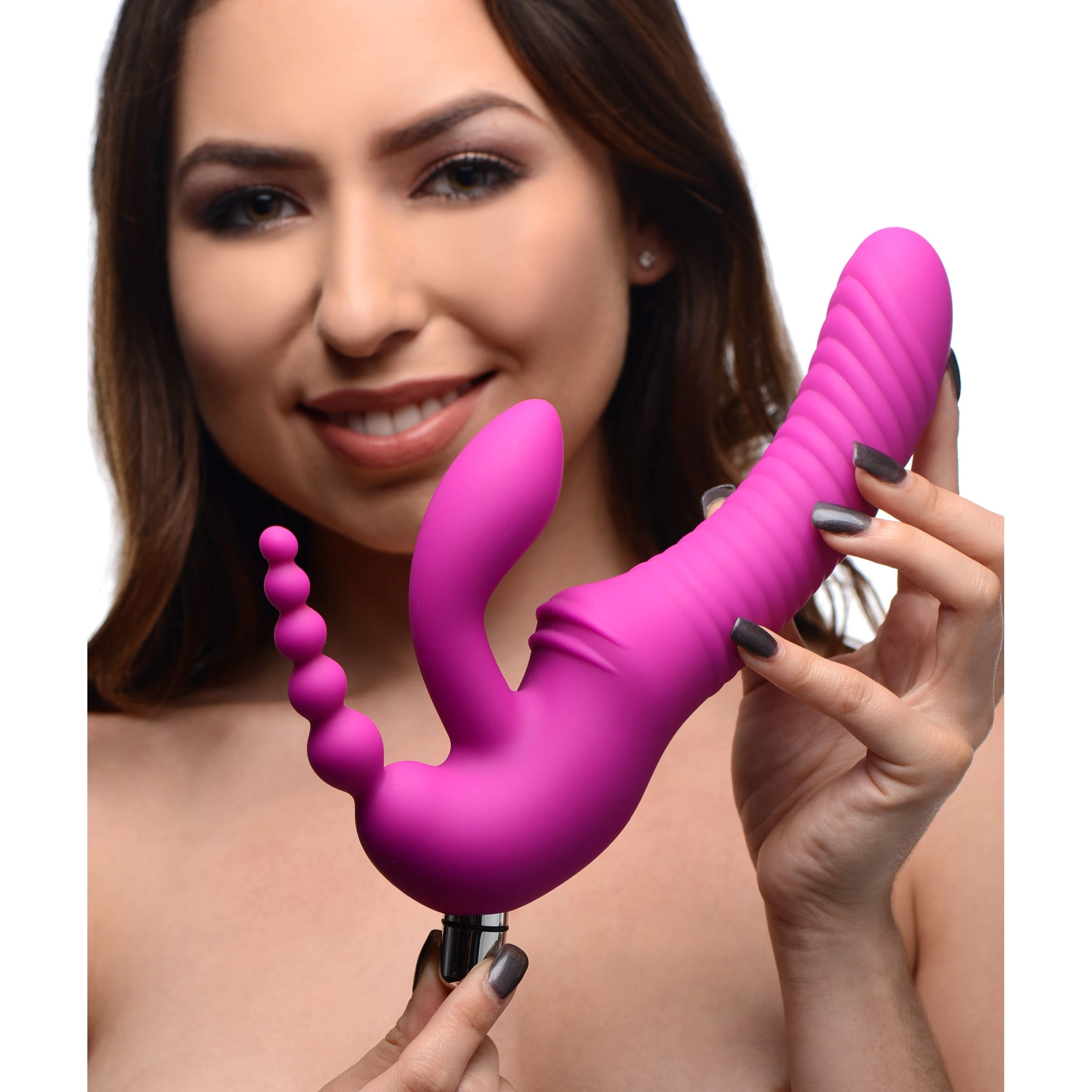 Sensual Moments Regal Rider Vibrating Silicone Strapless Strap On Triple G Dildo, photo 1