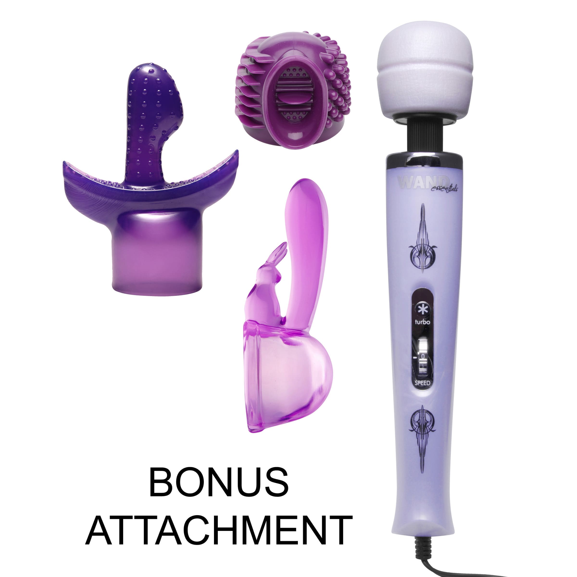 Sensual Moments Turbo Purple Pleasure Wand Kit with Free Attachment, photo 1
