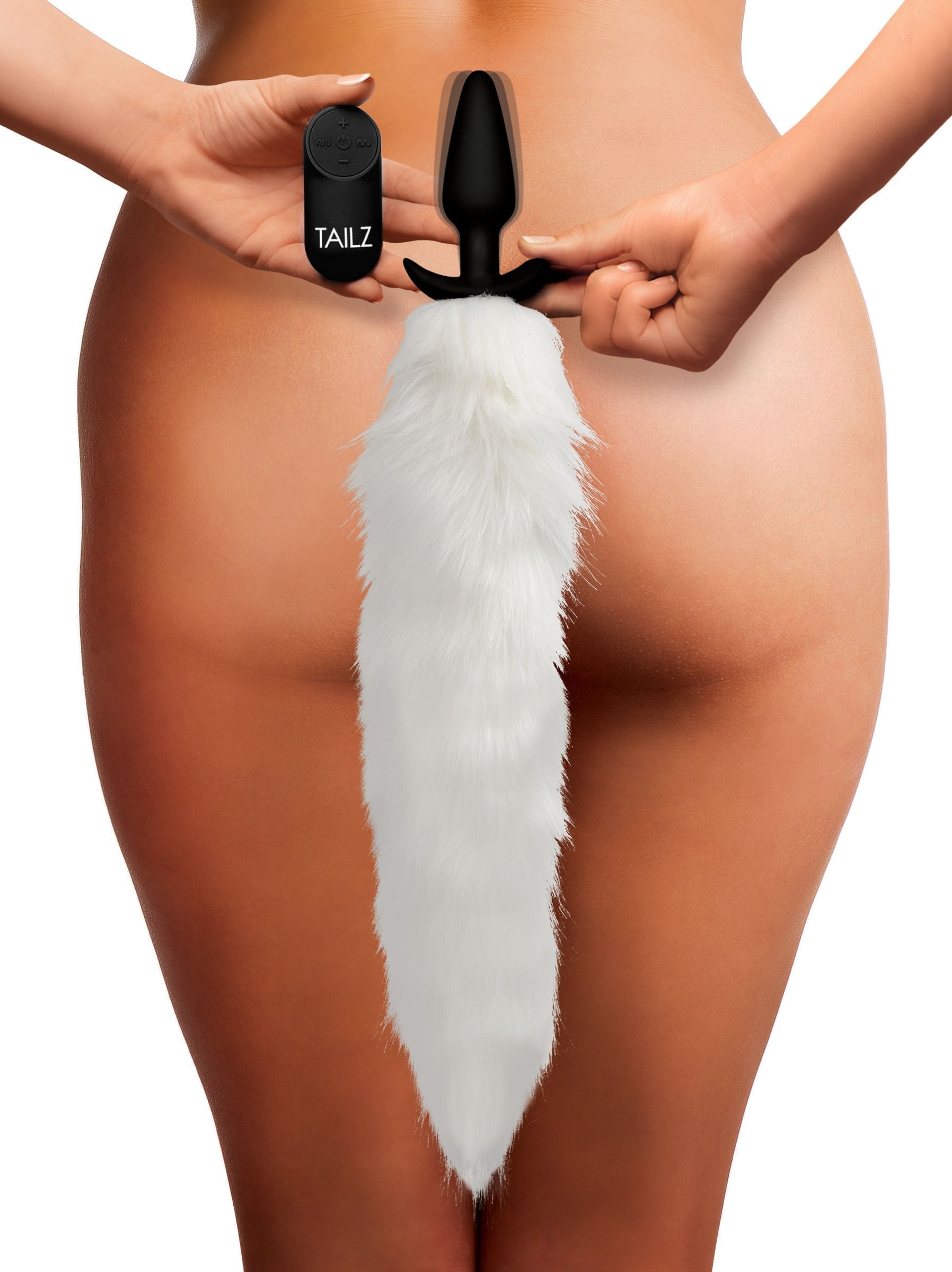 Sensual Moments Vibrating White Fox Tail Slender Anal Plug, photo 1