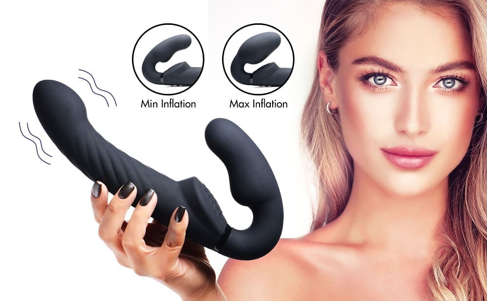 Sensual Moments Ergo-Fit Twist Inflatable Vibrating Silicone Strapless Strap-on, photo 1