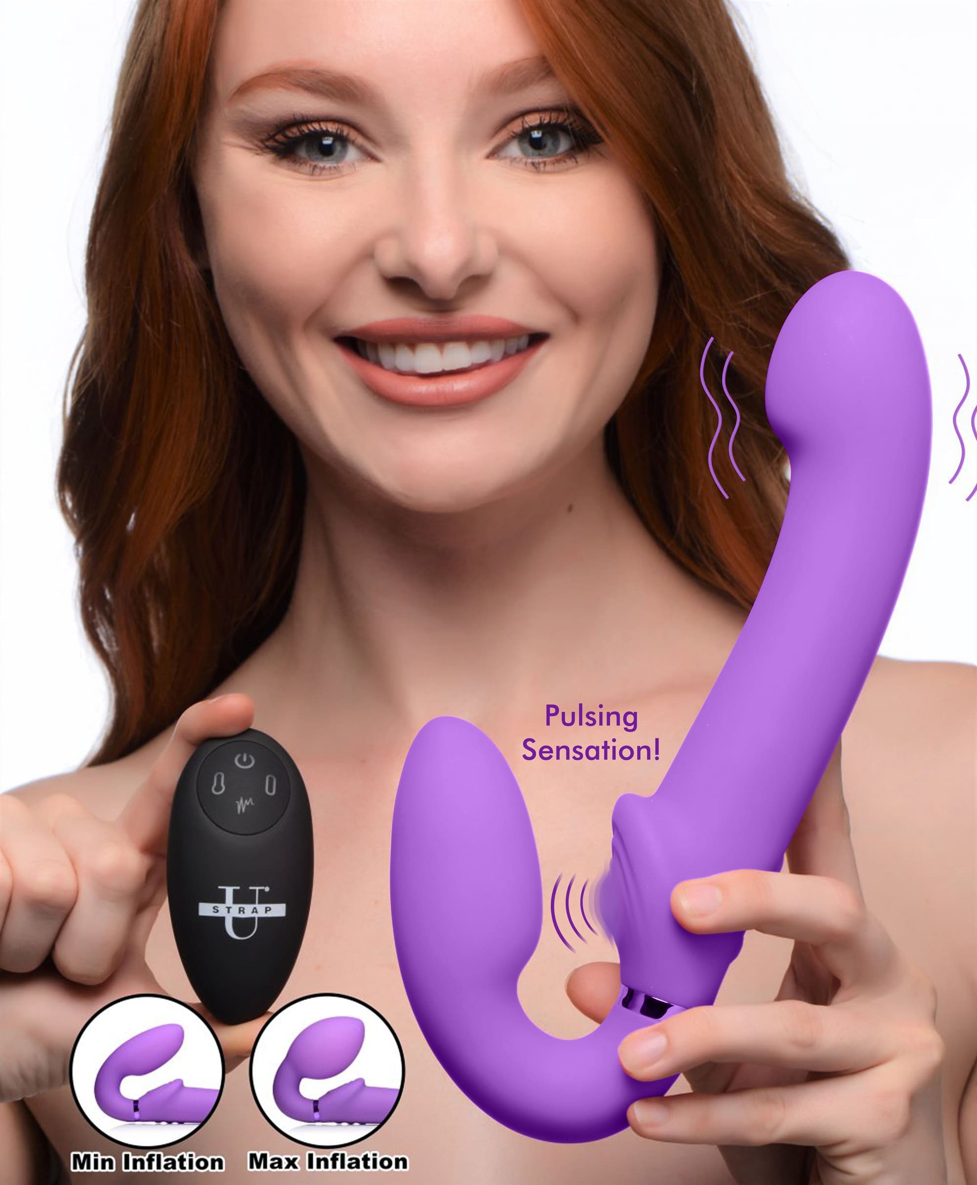 Sensual Moments 10X Remote Control Ergo-Fit G-Pulse Inflatable and Vibrating Strapless Strap-on, photo 1