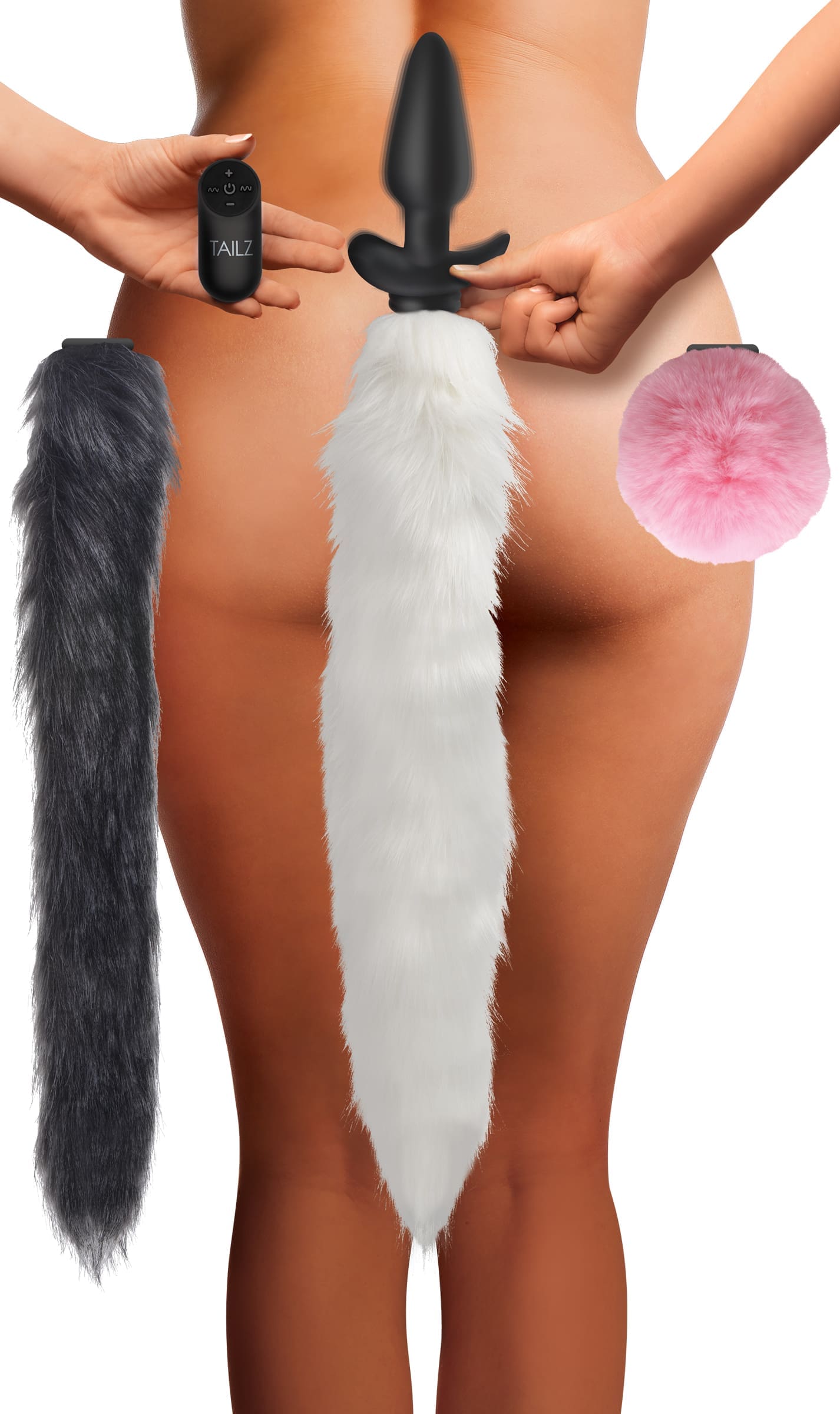 Sensual Moments Vibrating Silicone Anal Plug with 3 Interchangeable Tails, photo 1