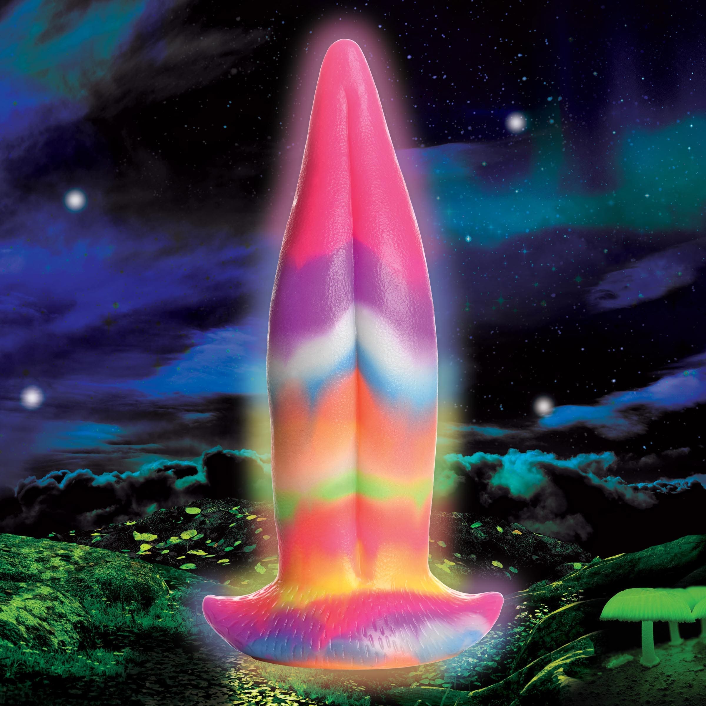 Sensual Moments Unicorn Kiss Unicorn Tongue Glow-in-the-Dark Silicone Dildo, photo 1