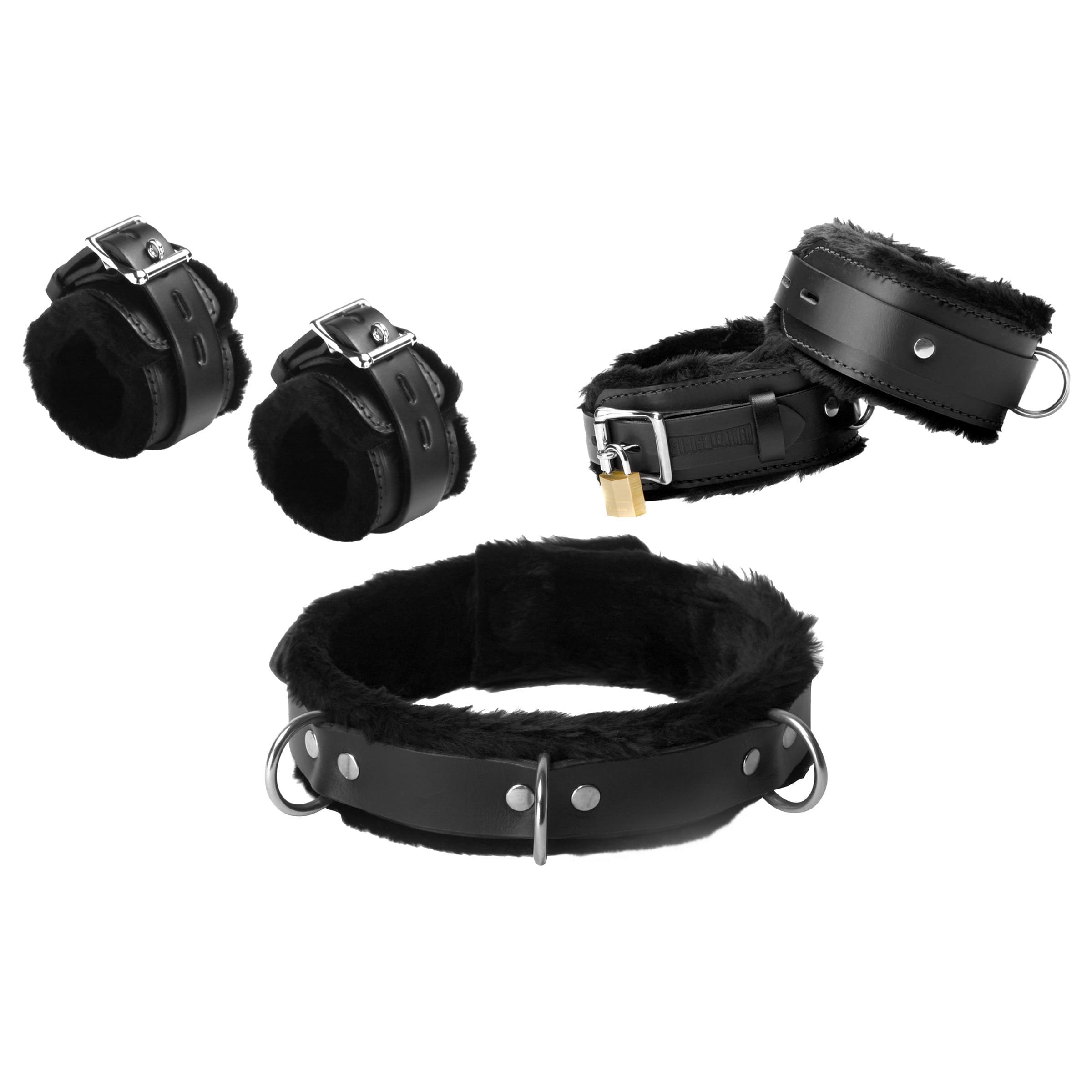 Sensual Moments Fur Lined Leather Bondage Essentials Kit, photo 2