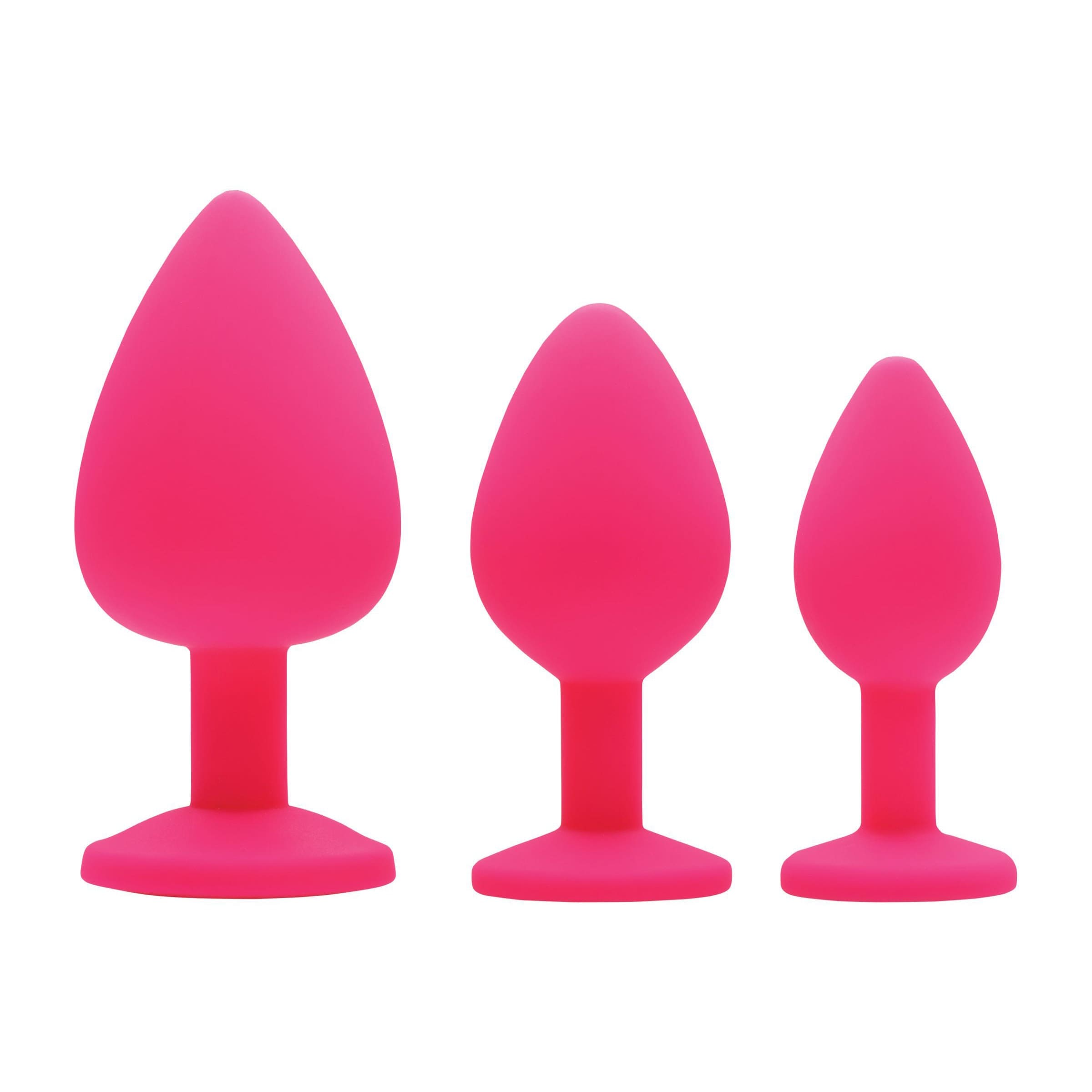 Sensual Moments Pink Pleasure 3 Piece Silicone Anal Plugs with Gems, photo 2