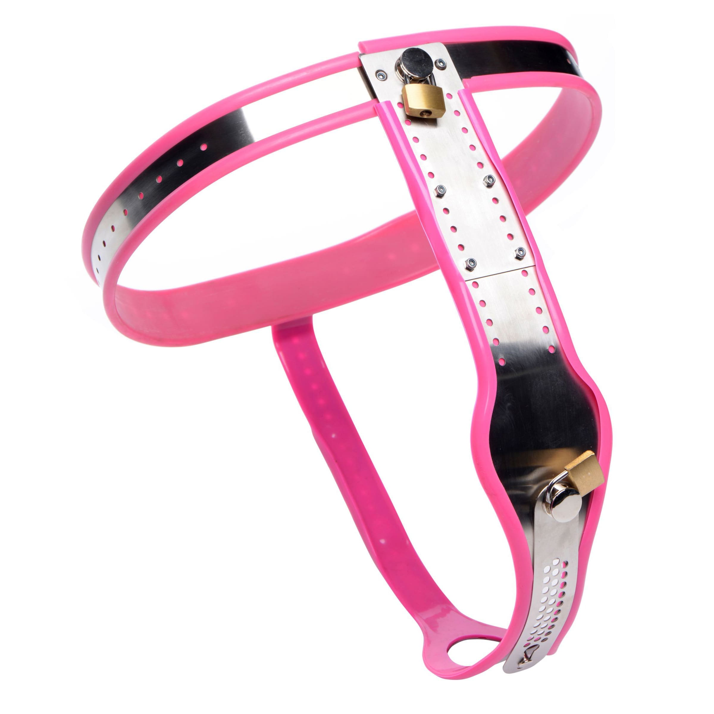 Sensual Moments Pink Stainless Steel Adjustable Female Chastity Belt, photo 2