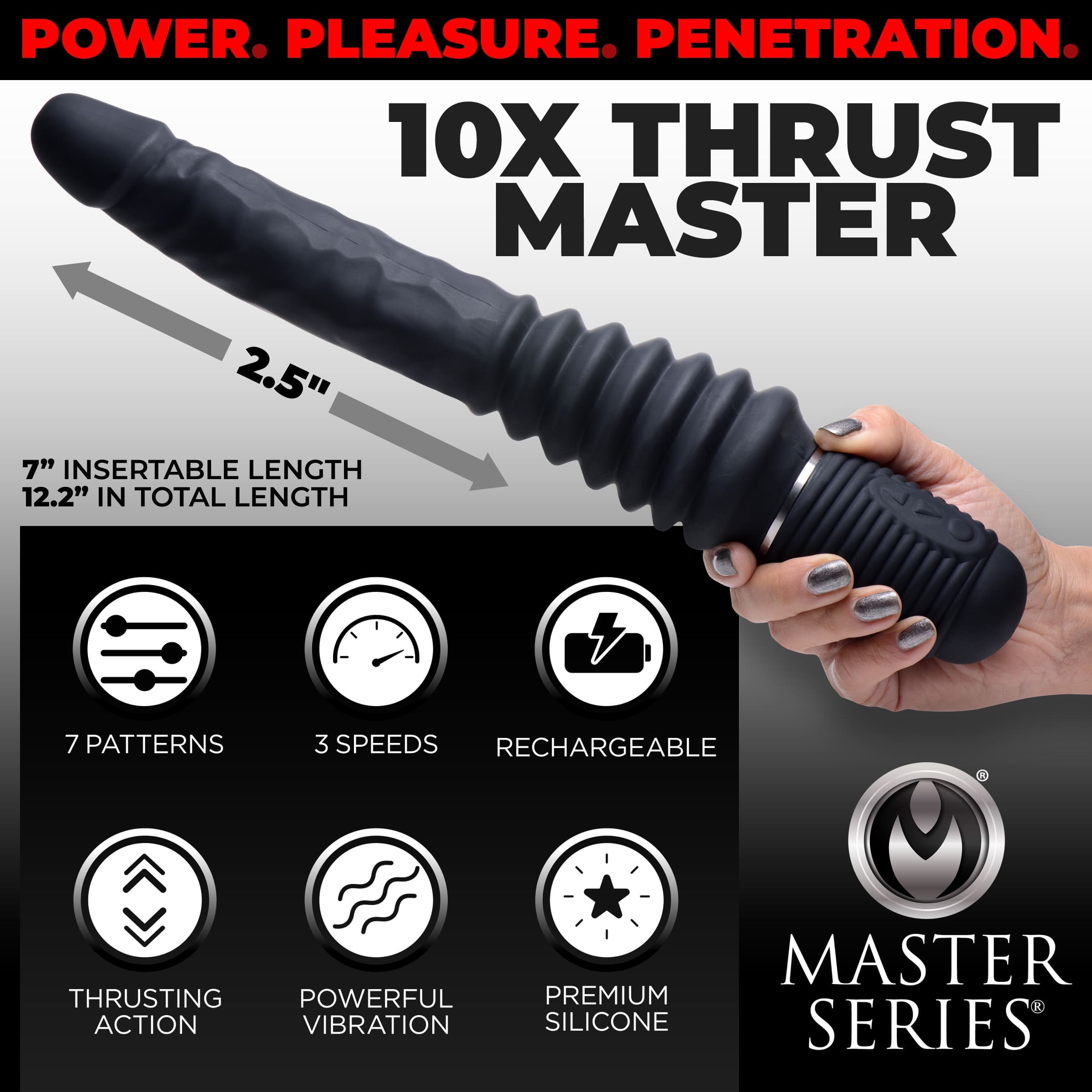 Sensual Moments 10X Silicone Vibrating and Thrusting Dildo, photo 2