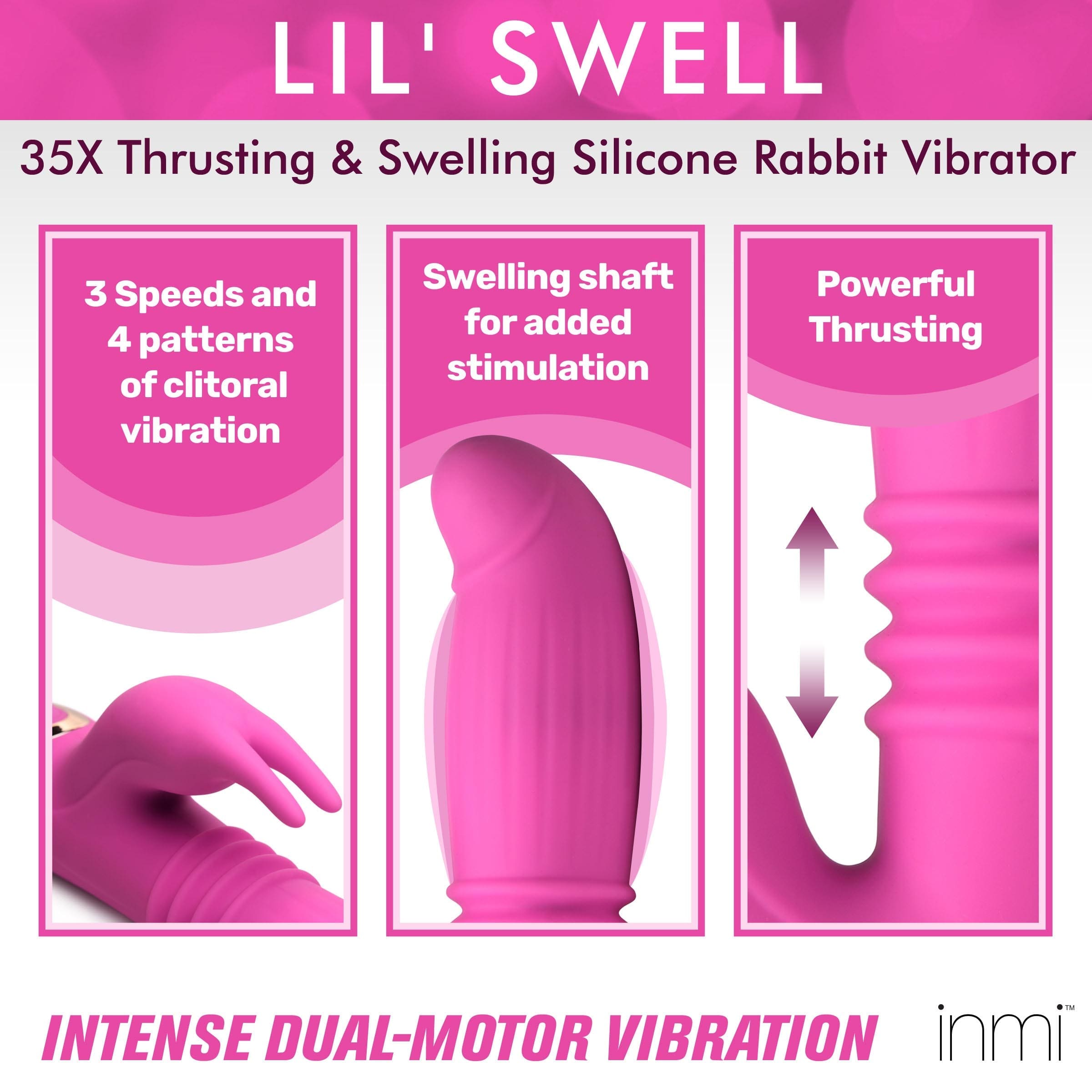 Sensual Moments 35X Lil Swell Thrusting and Swelling Silicone Rabbit Vibrator, photo 2