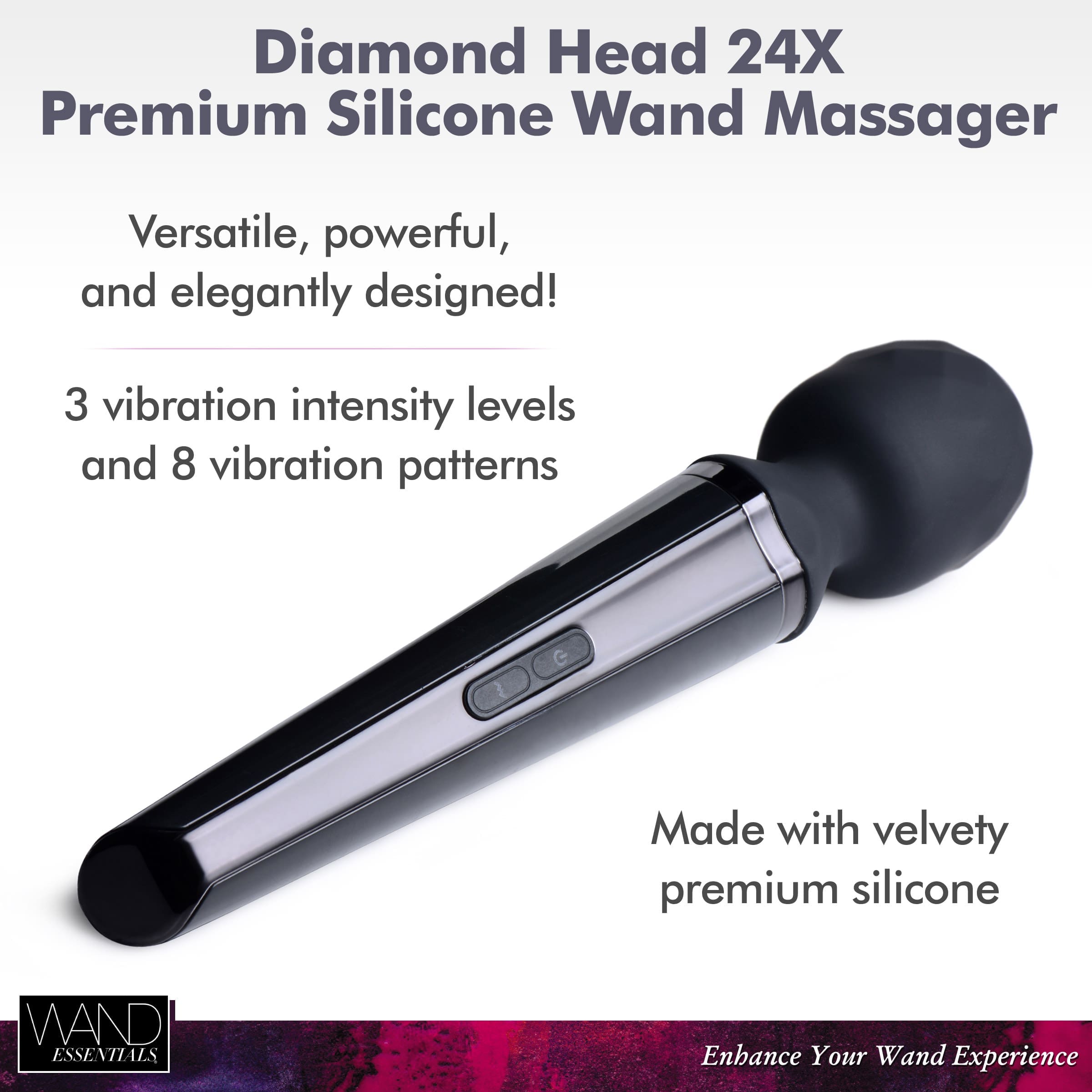 Sensual Moments Diamond Head 24X Rechargeable Silicone Wand Massager, photo 3