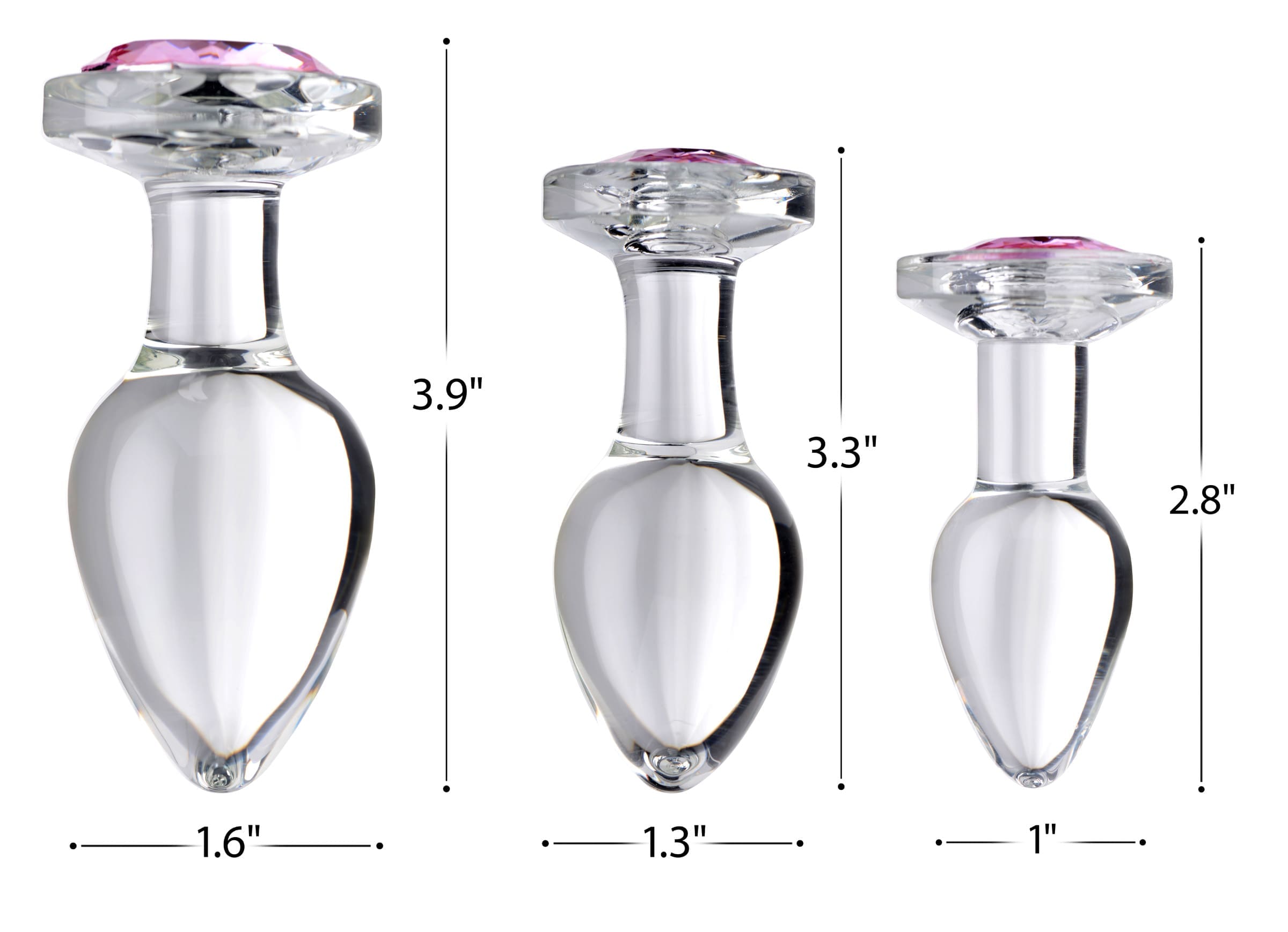 Sensual Moments Pink Gem Glass Anal Plug Set, photo 3