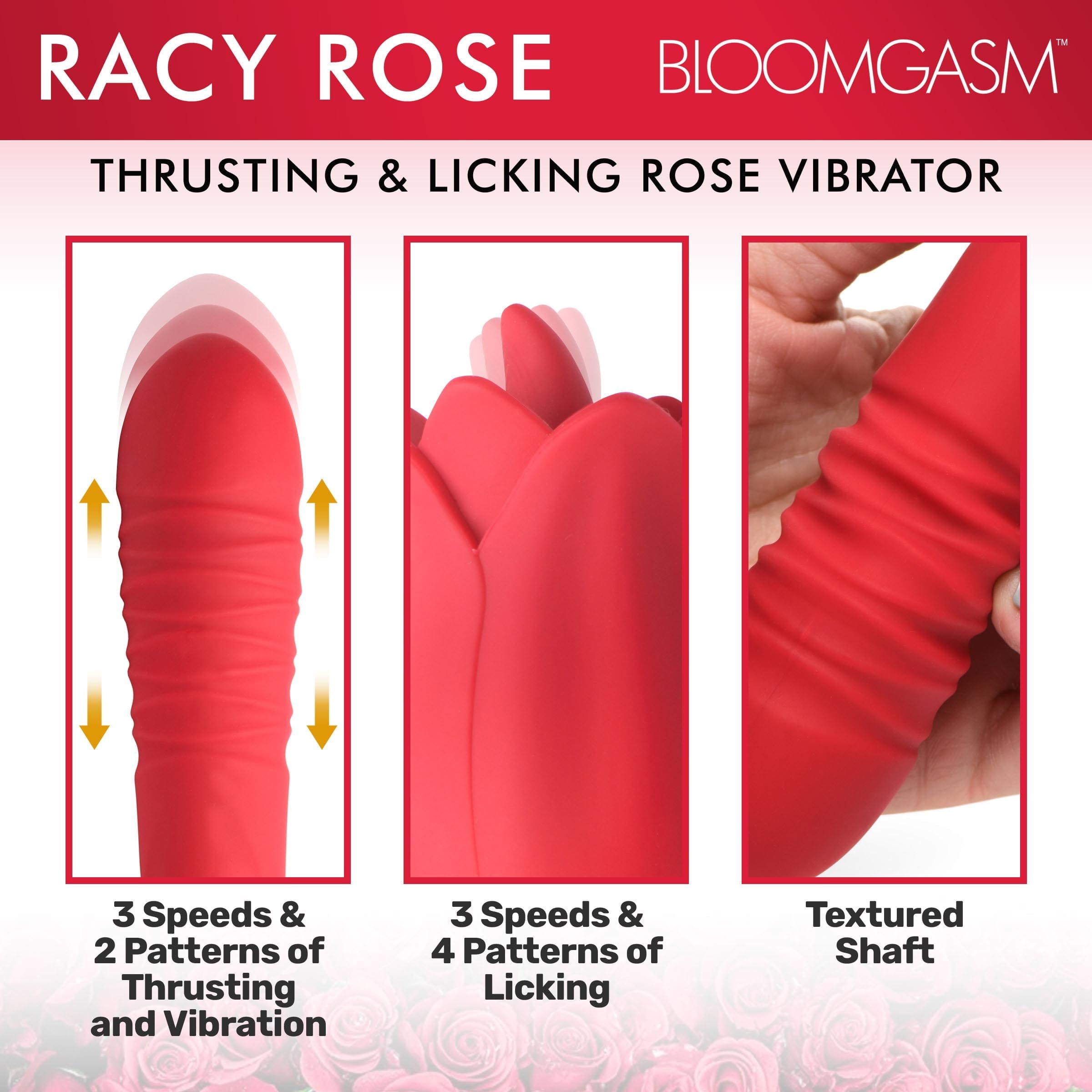 Sensual Moments Racy Rose Thrusting and Licking Rose Vibrator, photo 3