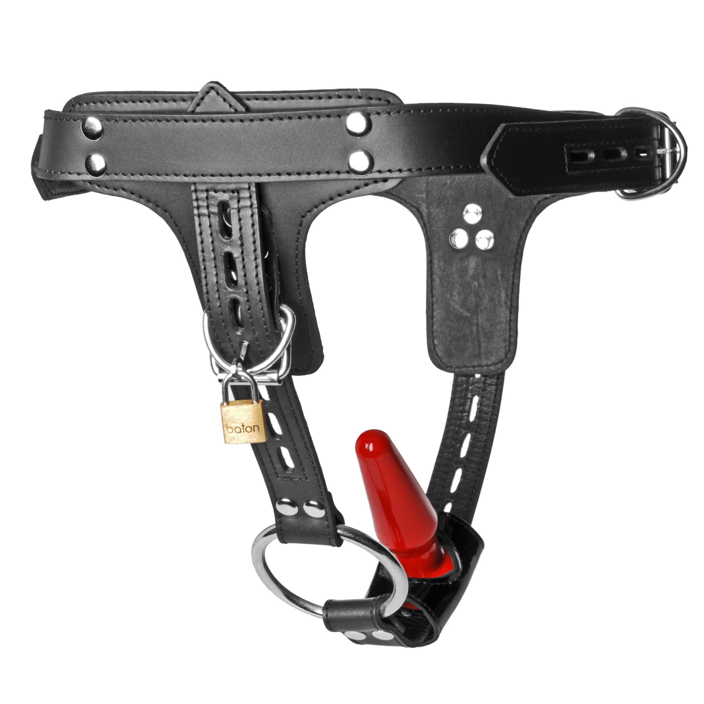Sensual Moments Premium Locking Leather Cock Ring and Anal Plug Harness, photo 4
