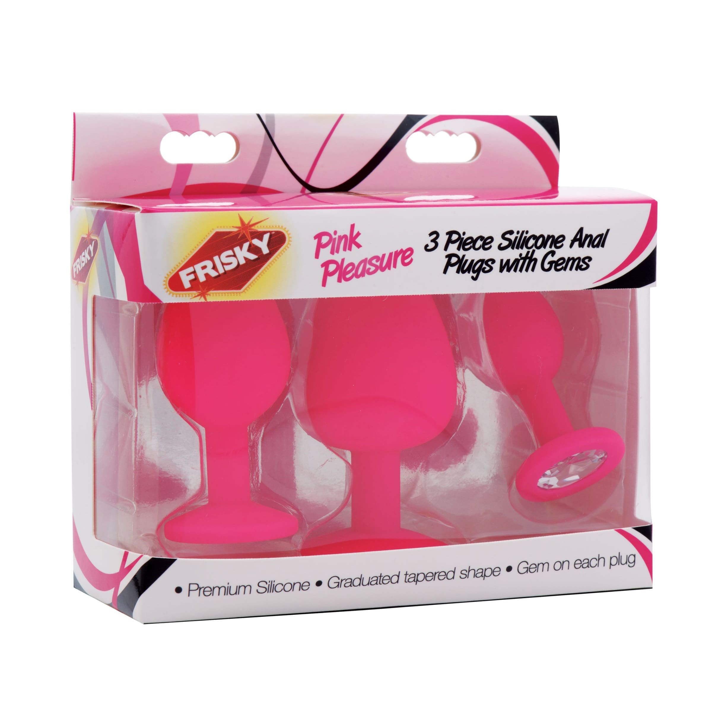 Sensual Moments Pink Pleasure 3 Piece Silicone Anal Plugs with Gems, photo 4