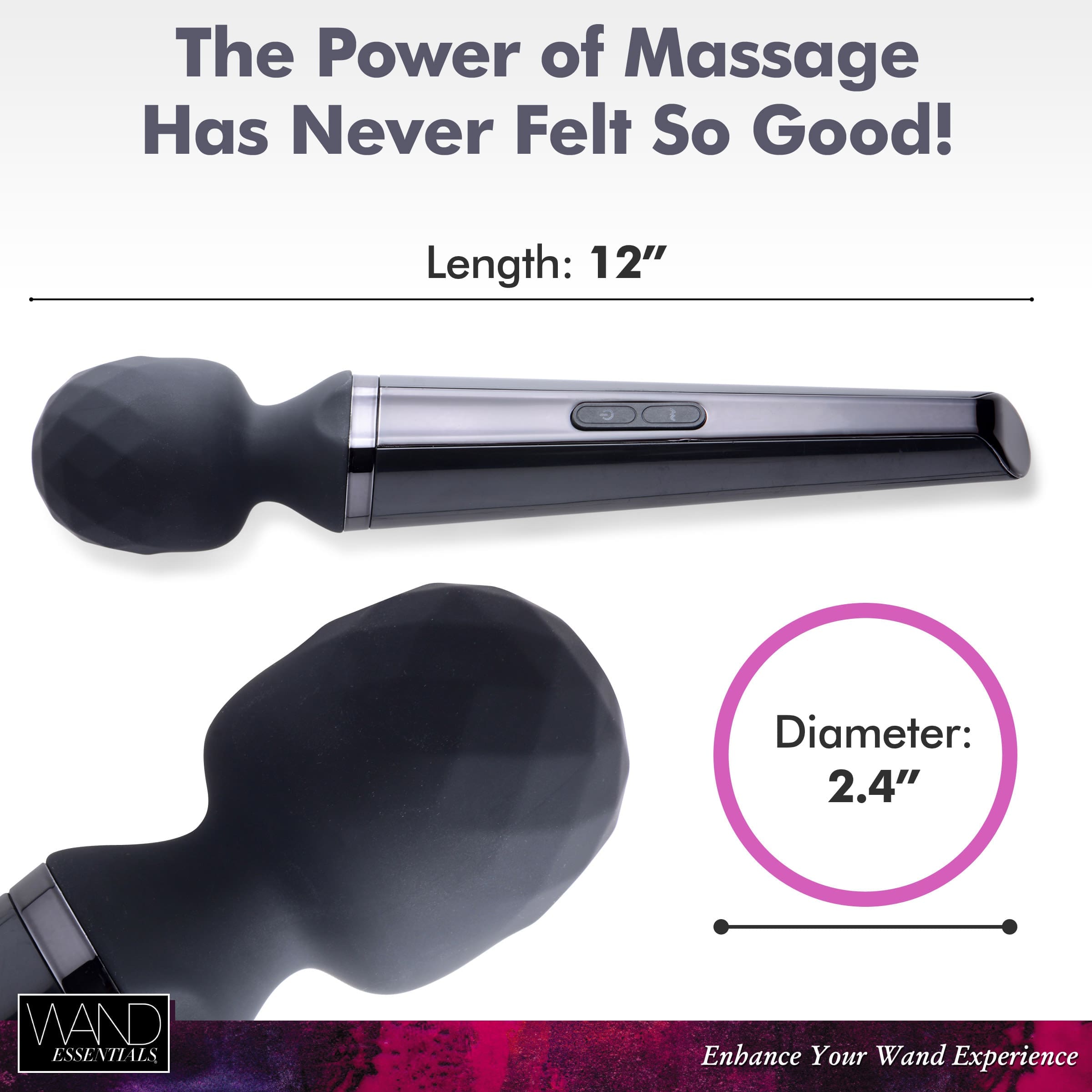 Sensual Moments Diamond Head 24X Rechargeable Silicone Wand Massager, photo 4