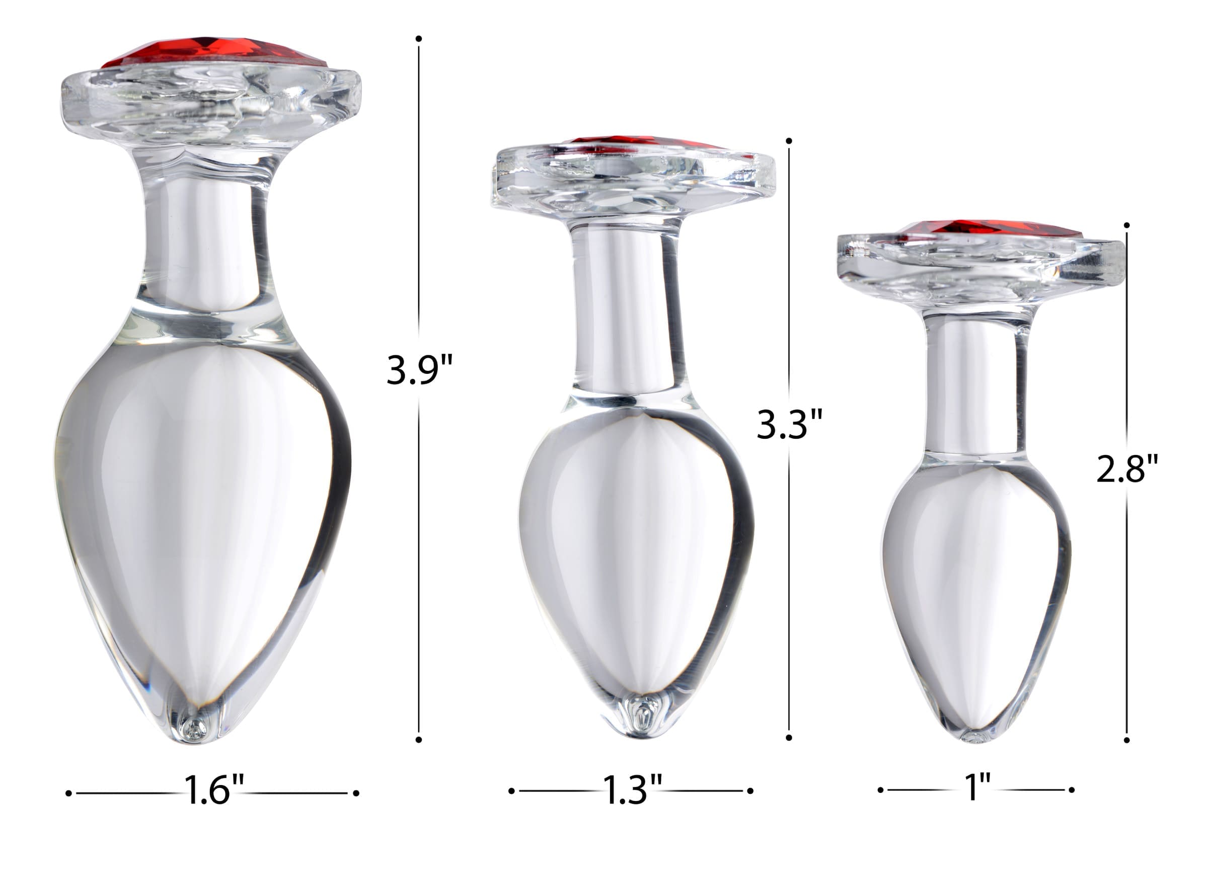 Sensual Moments Red Heart Gem Glass Anal Plug, photo 4