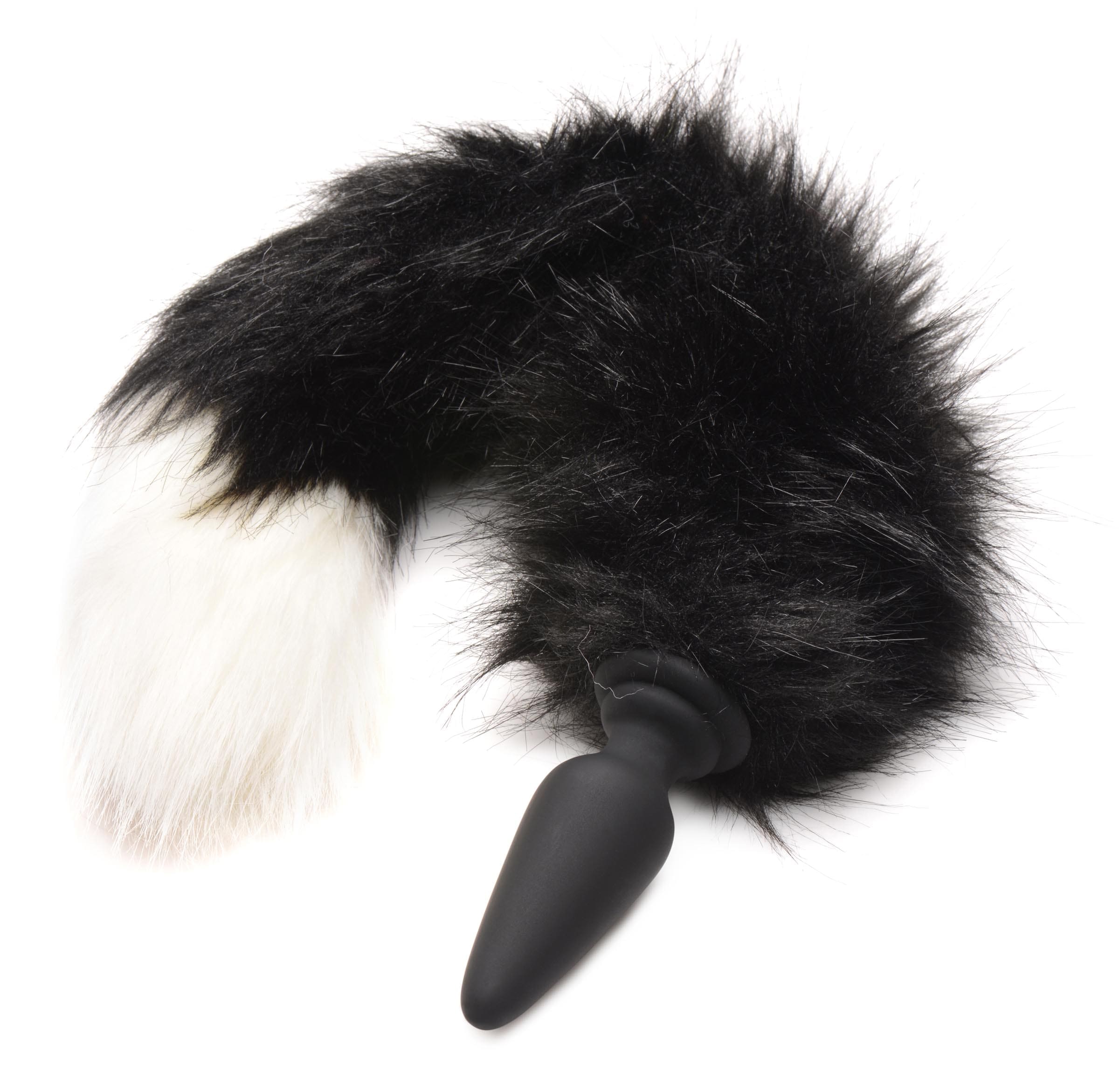 Sensual Moments Small Anal Plug with Interchangeable Fox Tail - Black and White, photo 4