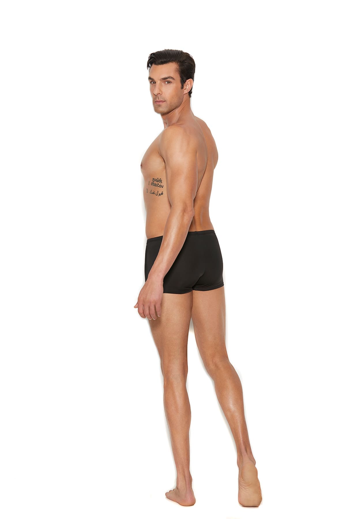 Sensual Moments Lycra Boxer Brief in Black, back view