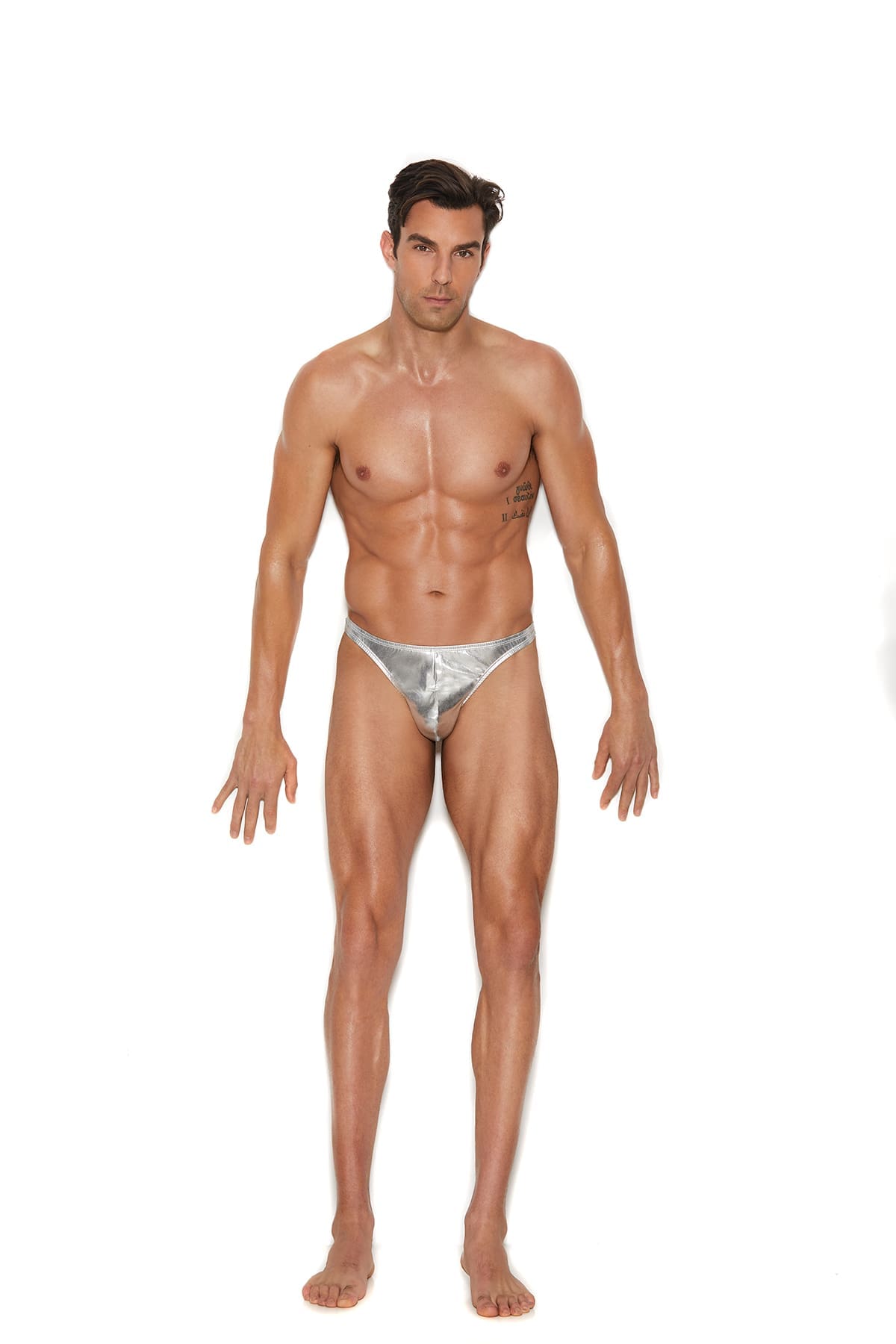 Silver metallic lamé thong