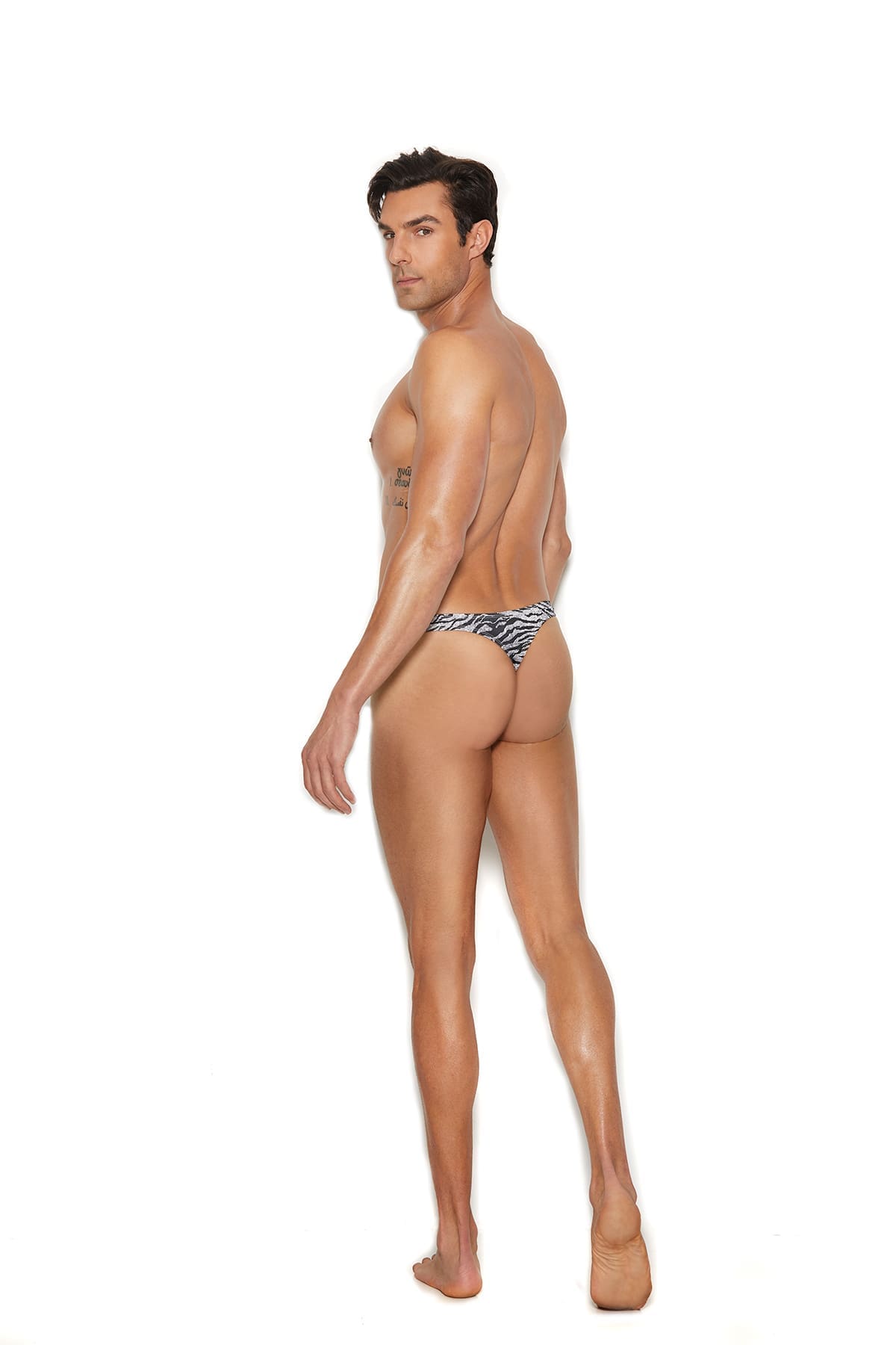 Sensual Moments Snap Line Zebra Thong in Zebra, back view