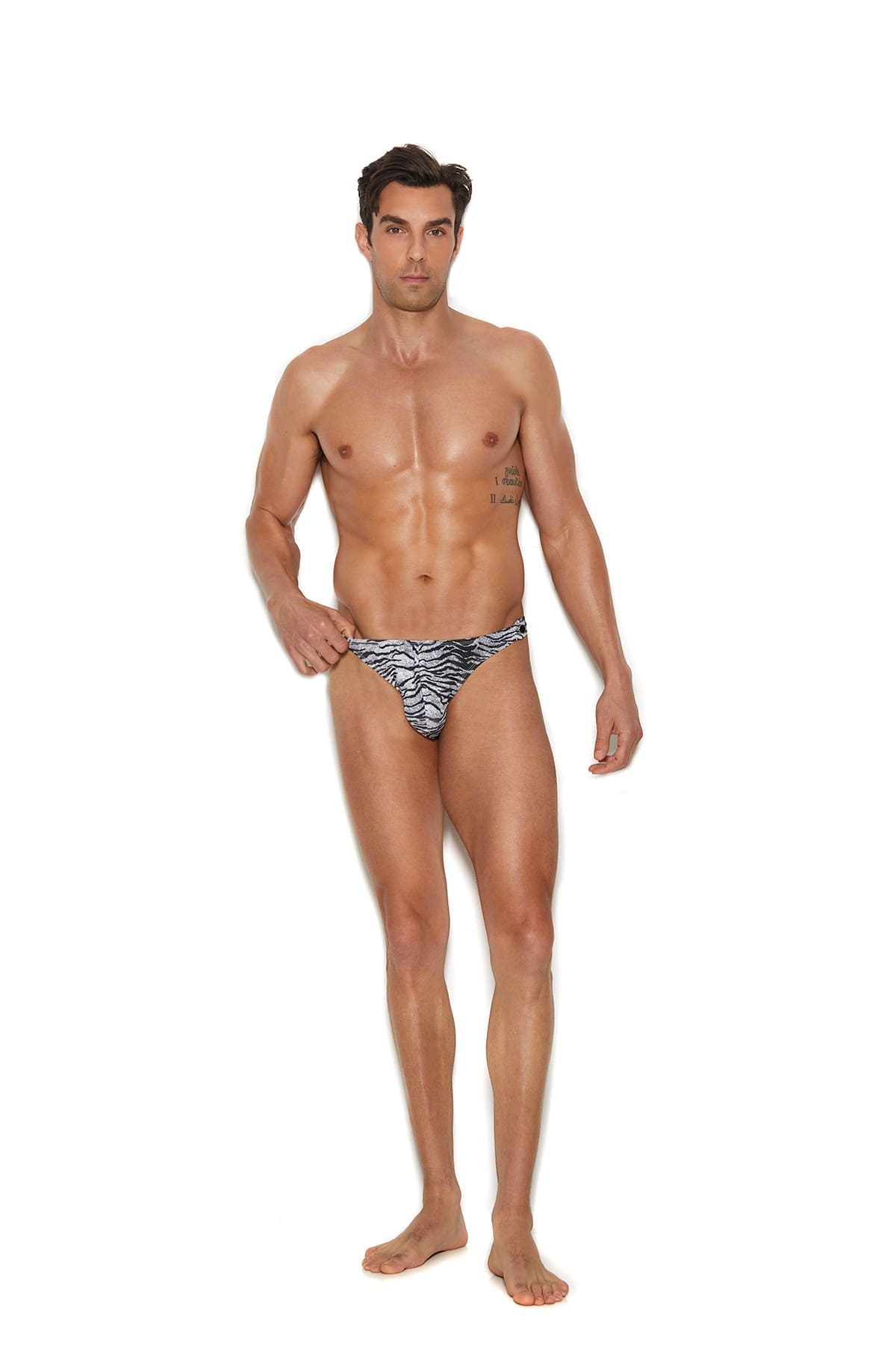 Sensual Moments Snap Line Zebra Thong in Zebra, front view