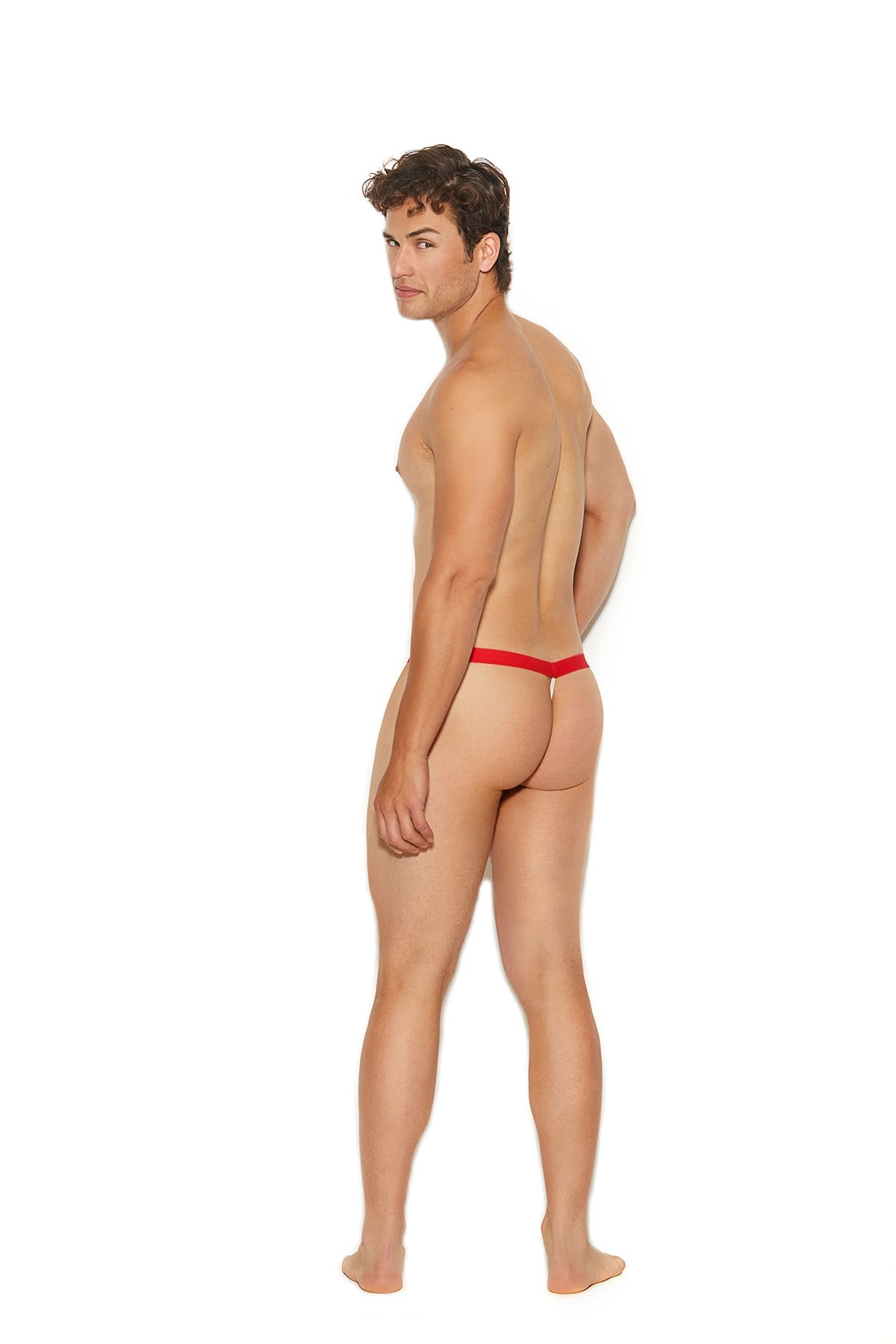 Sensual Moments Stripe Line Mesh G-String Pouch in Black, back view