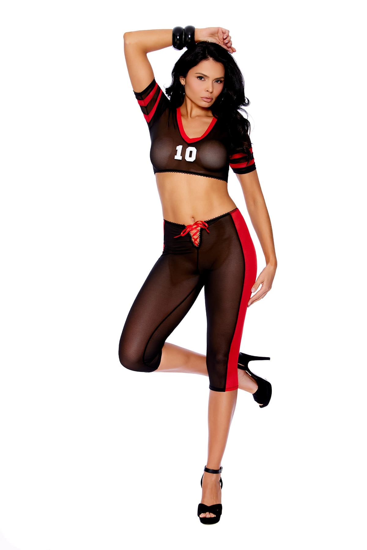 Sensual Moments Touchdown Hottie Cami Set Costume in Black, front view